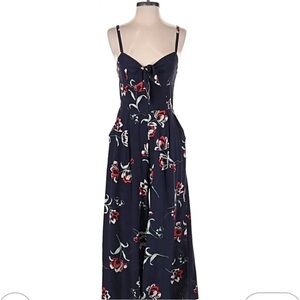 Yumi Kim Navy jumpsuit  with Red Floral Accents